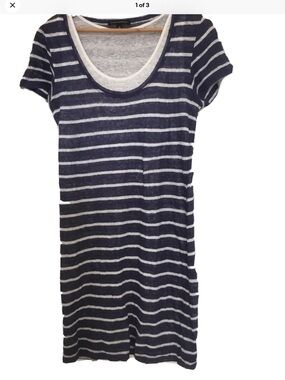 Banana Republic Navy and White Nautical Striped Knee Length Dress